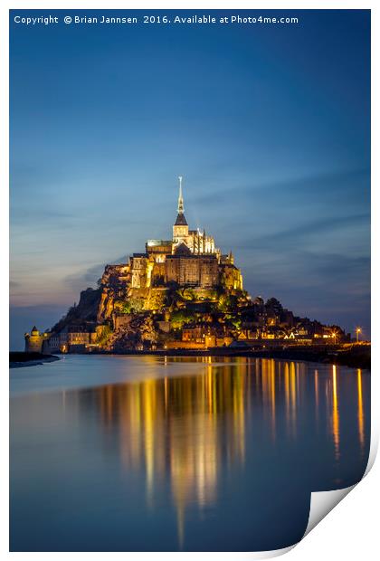 Mont Saint Michel Twilight Print by Brian Jannsen
