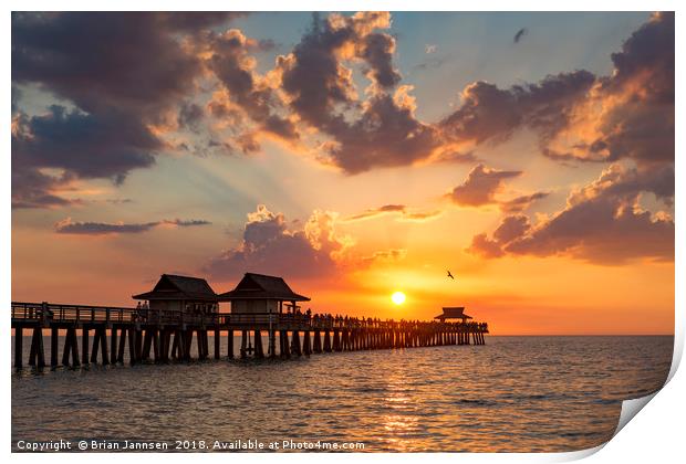 Naples Pier Sunset Print by Brian Jannsen