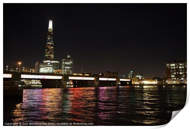 Reflections on the Thames Print by Ann Biddlecombe