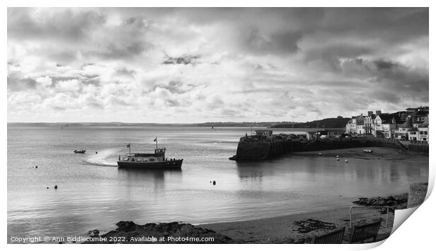 St Mawes Ferry arriving in port Print by Ann Biddlecombe