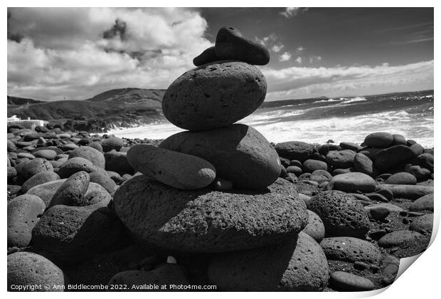 Pebble tower Print by Ann Biddlecombe