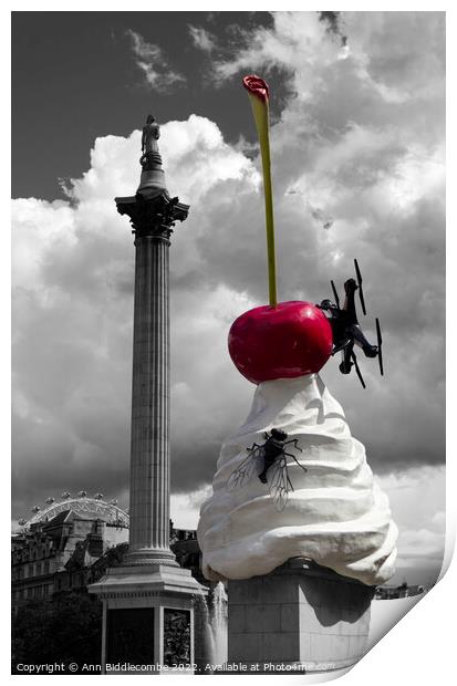 Trafalgar Squares whipped cream sculpture Print by Ann Biddlecombe