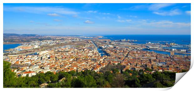 Sete from Mont St Clair Print by Ann Biddlecombe