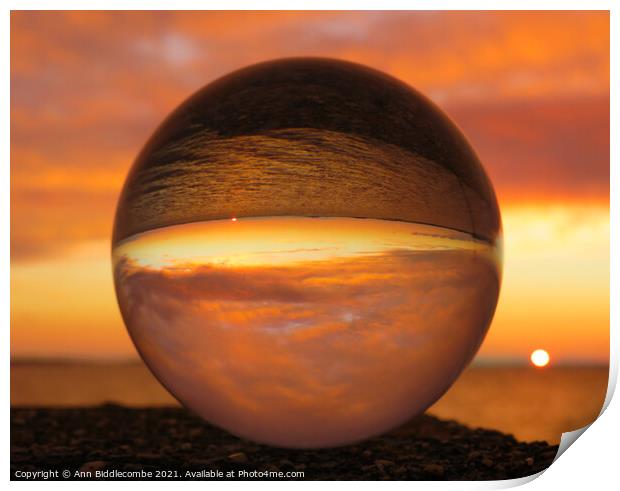 Wonderful sphere sunset  Print by Ann Biddlecombe