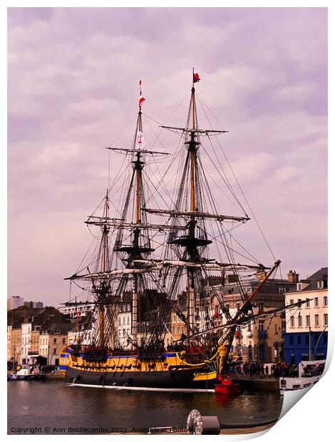 French Frigate Print by Ann Biddlecombe
