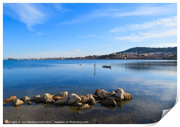 Sete from the  Lagoon Print by Ann Biddlecombe