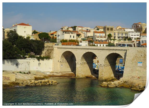 Bridge on the coast of Marseille  Print by Ann Biddlecombe