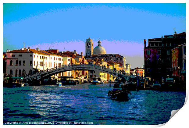 The main canal in Venice posterized Print by Ann Biddlecombe