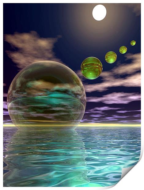 Night invasion of the spheres Print by Patricia Fatta