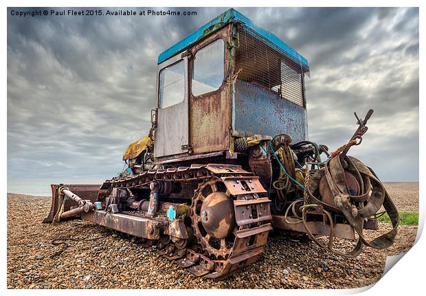 Beach bulldozer Print by Paul Fleet