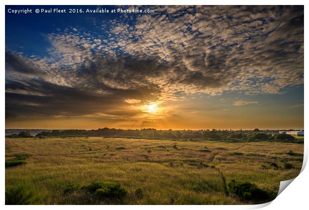 Sunset over Suffolk Countryside Print by Paul Fleet