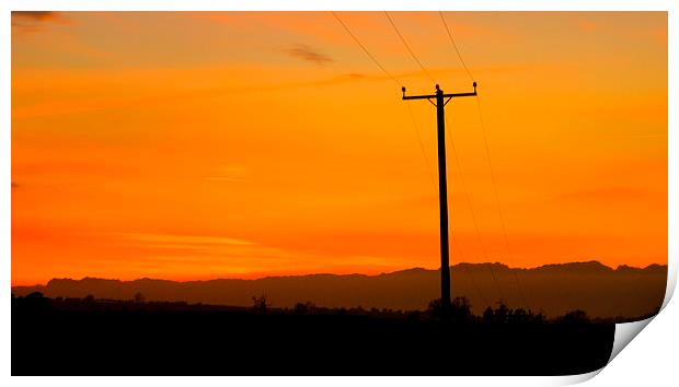 Under An Orange Sky, Owston, Leicestershire Print by Steven Garratt