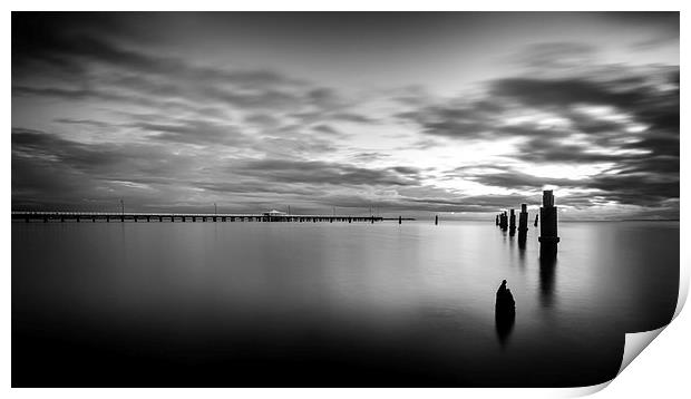 Shorncliffe Pier in Monochrome Print by Peta Thames