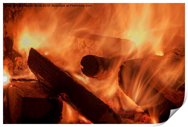 Log Fire Print by Duncan Monk