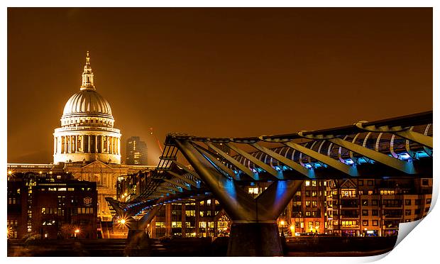  St. Paul's and Millennium Bridge.  Print by Peter Bunker