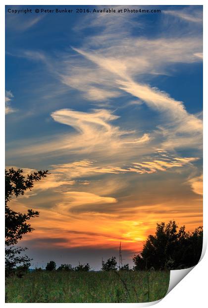 Cirrus Sunset.  Print by Peter Bunker