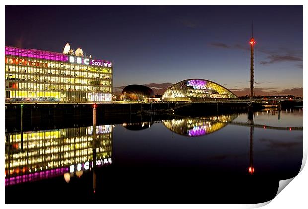 Glasgow riverfront at night Print by Stephen Taylor