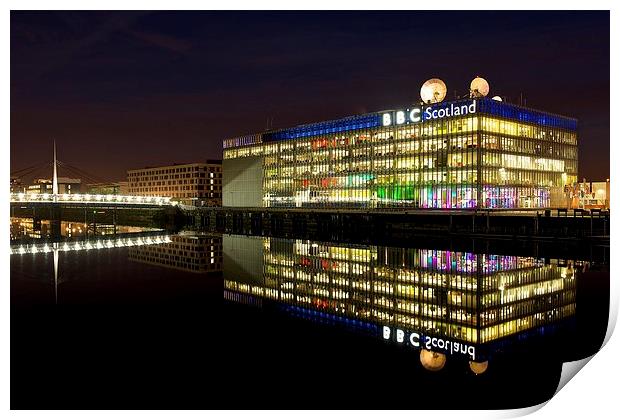 BBC Scotland Studios at night Print by Stephen Taylor