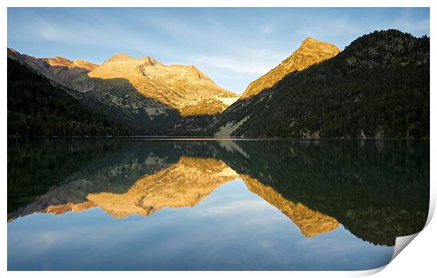Lac d'Oredon morning reflections Print by Stephen Taylor