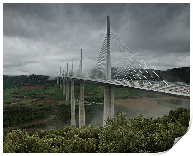 Millau viaduct under the clouds  Print by Stephen Taylor