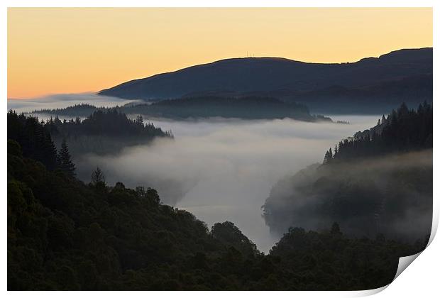 Loch Achray morning mist Print by Stephen Taylor