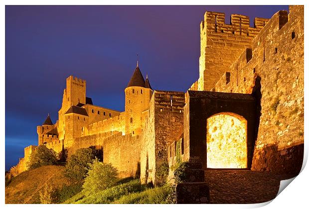  Carcassonne city Walls Print by Stephen Taylor