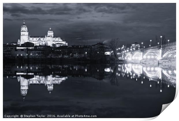 Salamanca at night Print by Stephen Taylor