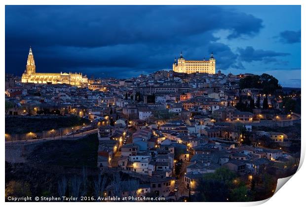 The citadel of Toledo at night Print by Stephen Taylor