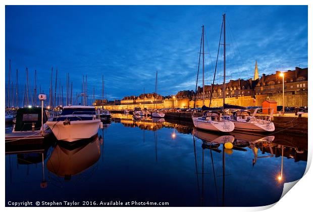 St Malo at night Print by Stephen Taylor