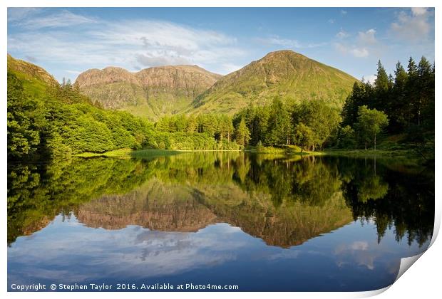 Bidean nam Bian reflections Print by Stephen Taylor