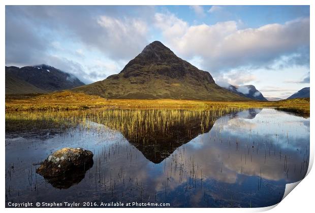 First light at Lochan Na Fola Print by Stephen Taylor