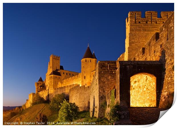 Carcassonne at night Print by Stephen Taylor