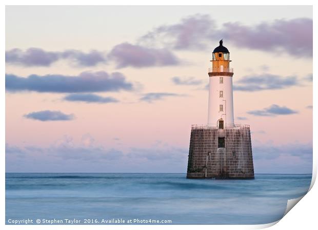 Rattray Head Lighthouse Sunset Print by Stephen Taylor