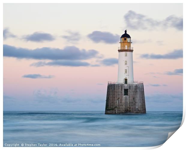 Twilight begins at Rattray Head Print by Stephen Taylor