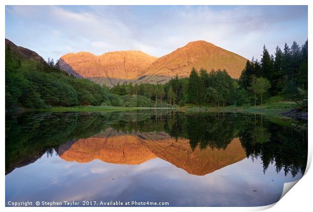 The very last of the light at Torren lochan Print by Stephen Taylor
