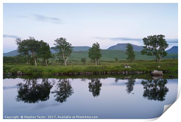 Loch Ba Twilight reflections Print by Stephen Taylor