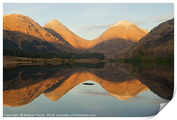 The last of the Light at Lochan Urr Print by Stephen Taylor