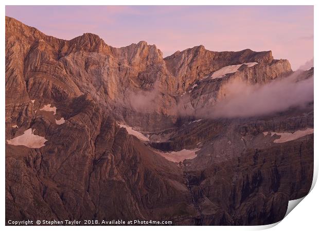 Pic de Marbore Alpen Glow Print by Stephen Taylor