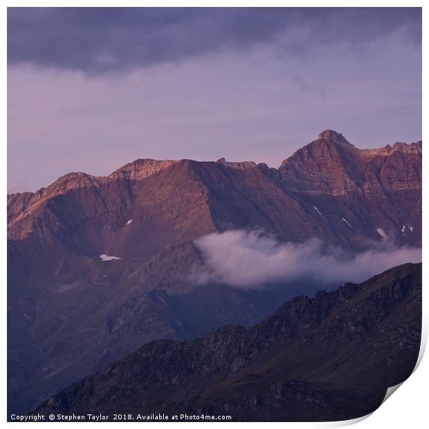 Alpen Glow in the Pyrenees Print by Stephen Taylor
