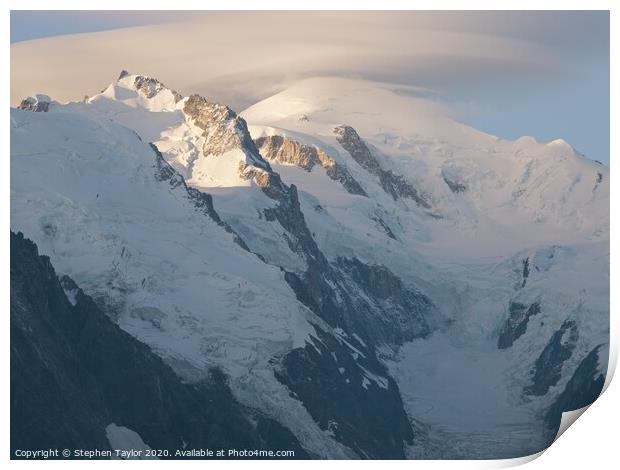 Mont Blanc sunrise Print by Stephen Taylor