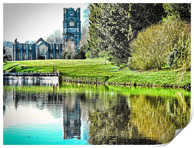 Fountains Abbey near Ripon North Yorkshire Print by Andy Smith