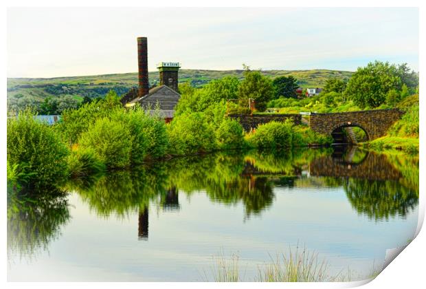 Canal reflections, Diggle, Saddleworth Print by Andy Smith