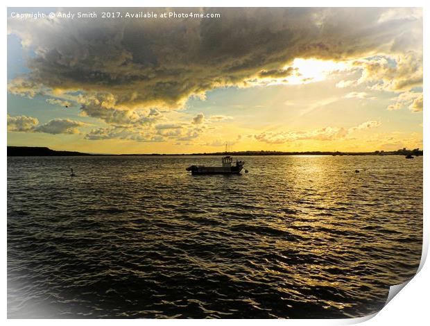 Sunset over Mudeford Quay, Dorset           Print by Andy Smith