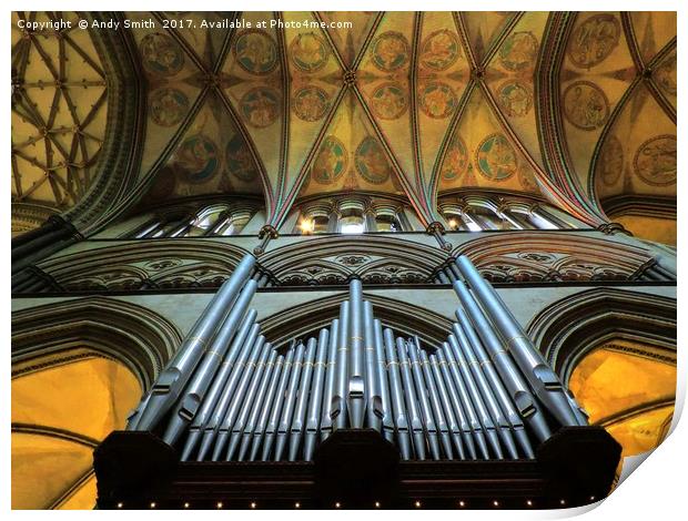 salisbury cathedral organ pipes           Print by Andy Smith
