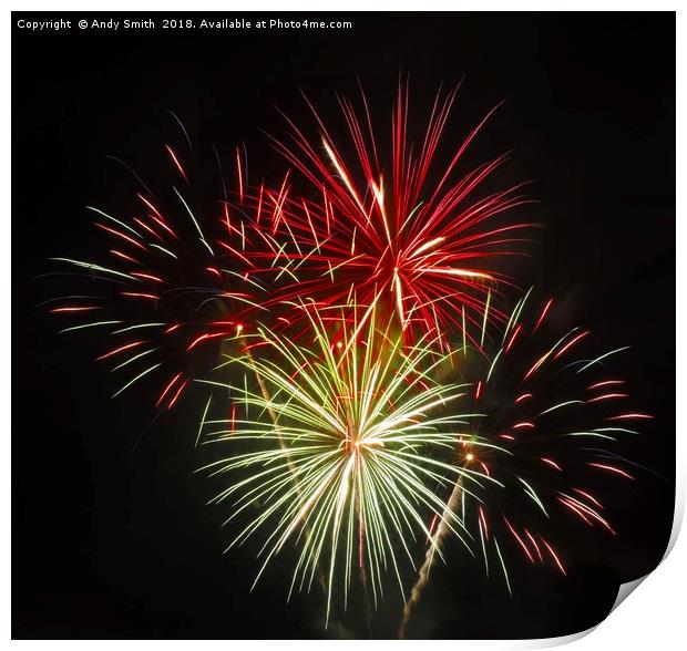 Spectacular display of Poole Harbour Fireworks Print by Andy Smith