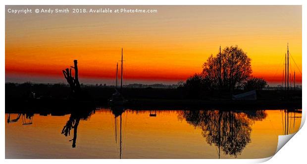 Thurne Sunset Norfolk Broads           Print by Andy Smith