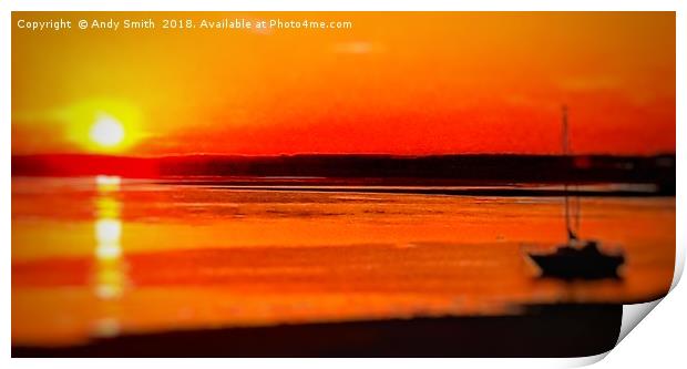 Fiery Sunset over Ravenglass Estuary Print by Andy Smith