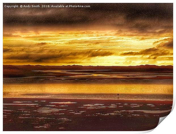 A Fiery Sky over the Serene Ravenglass Estuary Print by Andy Smith
