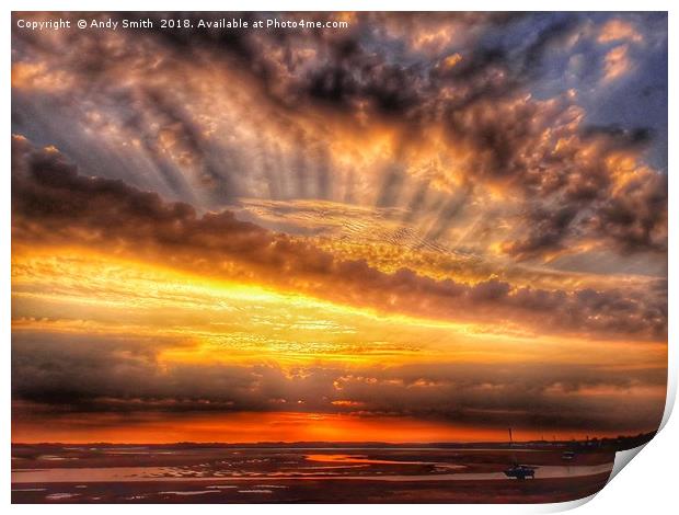 Fiery Sky over Ravenglass Estuary Print by Andy Smith