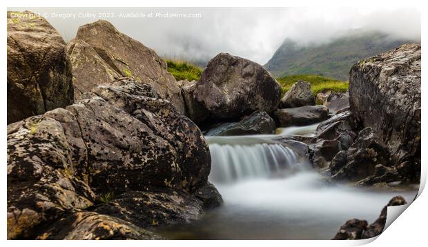 A Rocky waterfall at Scafell pike the highest moun Print by Gregory Culley